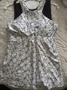 Karma Black & White Geometric Athletic Tank Dress